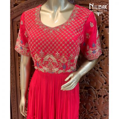 Amaranth Red Georgette Anarkali