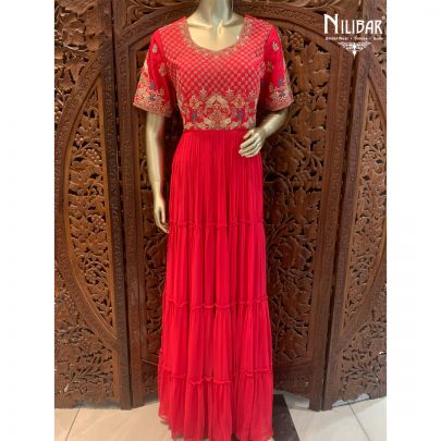 Amaranth Red Georgette Anarkali