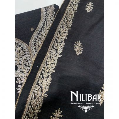 Black Pashmina Unstitched Suit