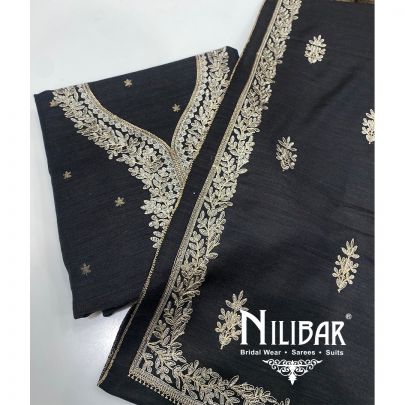 Black Pashmina Unstitched Suit