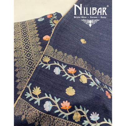 Blue Pashmina Unstitched Suit