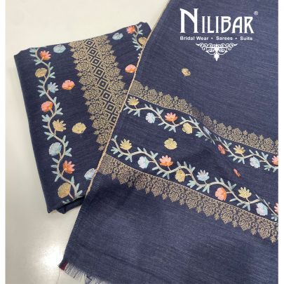 Blue Pashmina Unstitched Suit