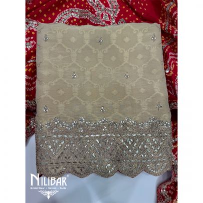 Beige Silk Unstitched Suit