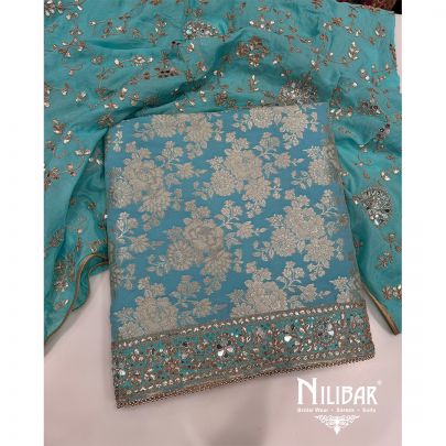 Blue Silk Unstitched Suit