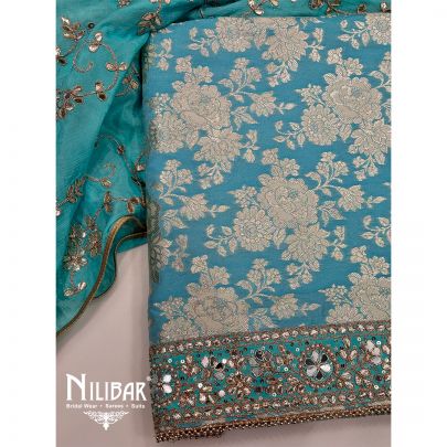 Blue Silk Unstitched Suit