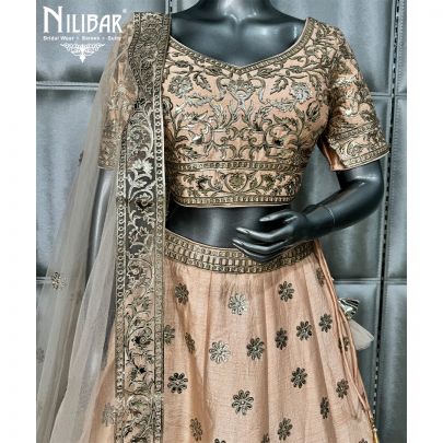 Peach Silk Embroidered lehenga