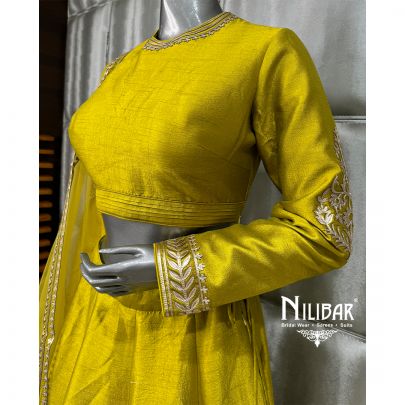 Mehendi Silk Embroidered lehenga