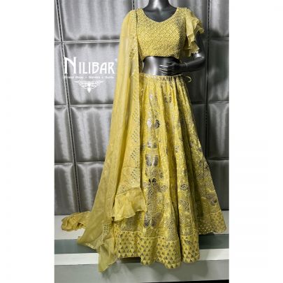 Lemon Organza Lehenga