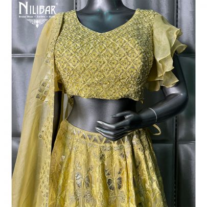 Lemon Organza Lehenga