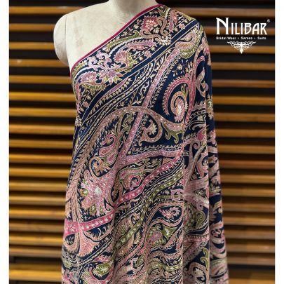 Moon Blue & Mehroon Pure Georgette Dupatta