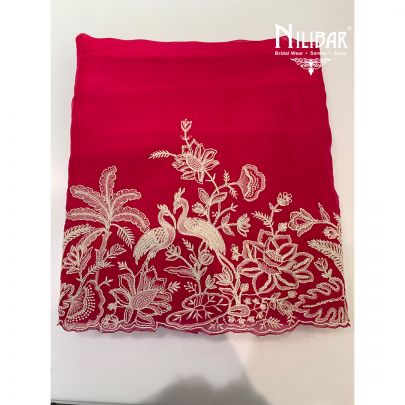 Hot Pink Organza Thread Embroidered Unstitched Suit