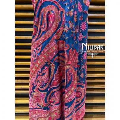 Moon Blue & Mehroon Pure Silk Dupatta