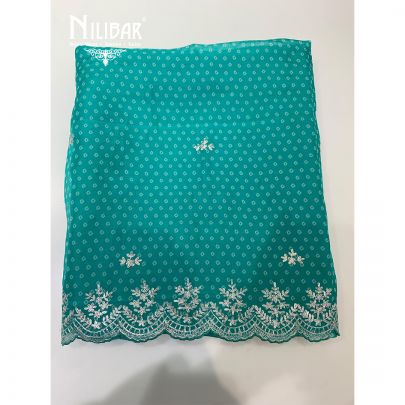 Blue Organza Embroidered Unstitched Suit