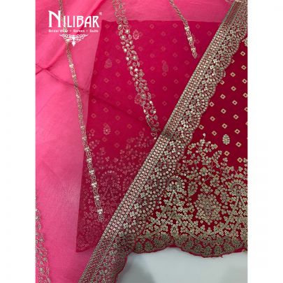 Rani Pink Crepe Embroidered Unstitched Suit