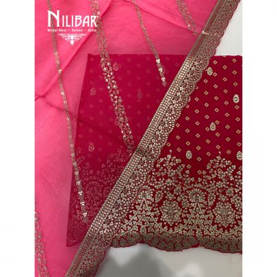 Rani Pink Crepe Embroidered Unstitched Suit