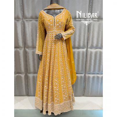 Yellow Georgette Full Length Anarkali Suit