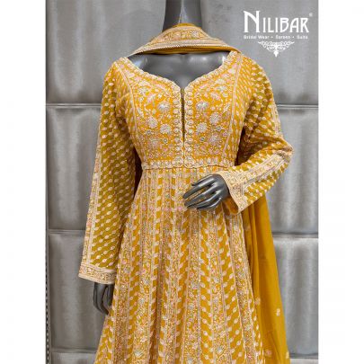 Yellow Georgette Full Length Anarkali Suit