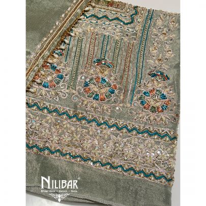 Pastel Green Lamé Tissue Unstitched Suit