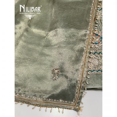 Pastel Green Lamé Tissue Unstitched Suit
