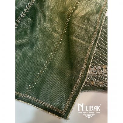 Forest Green Lamé Tissue Unstitched Suit