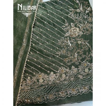 Forest Green Lamé Tissue Unstitched Suit