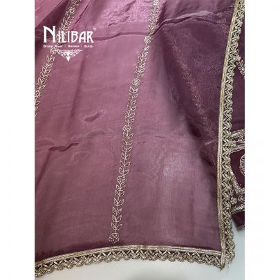 Onion Pink Organza Unstitched Suit