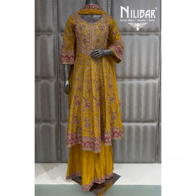 Yellow Silk Organza Top Paired Anarkali Suit