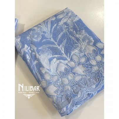 Lavender Cotton Printed Unstitched Suit