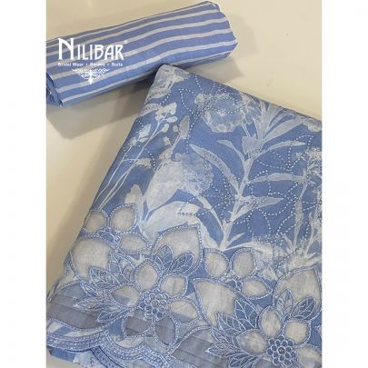 Lavender Cotton Printed Unstitched Suit