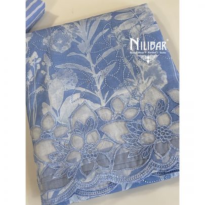 Lavender Cotton Printed Unstitched Suit