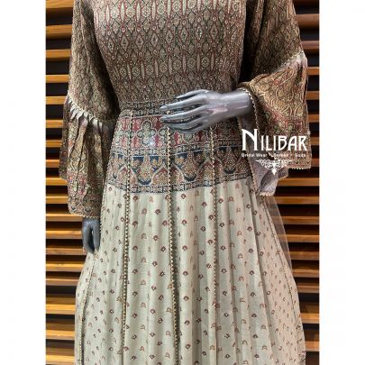 Beige Crepe Printed Anarkali Suit