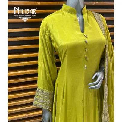 Apple Green Chinon Anarkali Suit