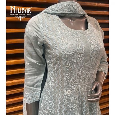 Light Blue Cotton Anarkali Suit