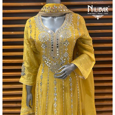 Yellow Organza Anarkali Suit