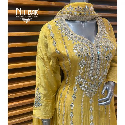 Yellow Organza Anarkali Suit