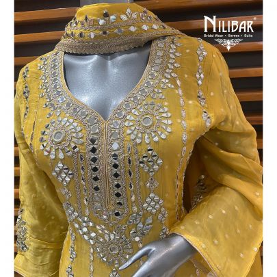 Yellow Organza Anarkali Suit