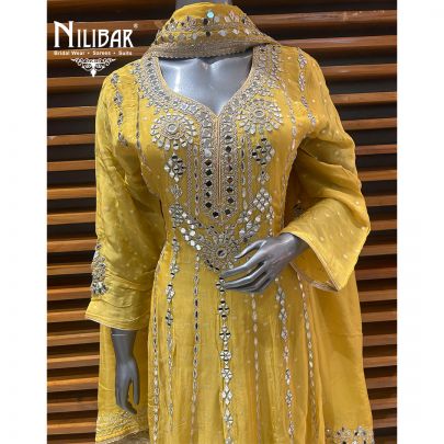 Yellow Organza Anarkali Suit