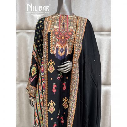 Black Crepe Chinnon Palazzo Suit