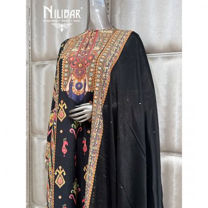 Black Crepe Chinnon Palazzo Suit