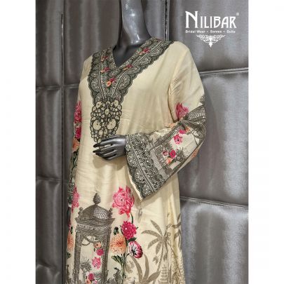 Black & Milky White Crepe Dhoti Suit