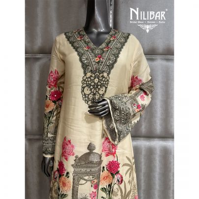 Black & Milky White Crepe Dhoti Suit