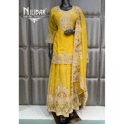 Lemon Georgette Lehenga