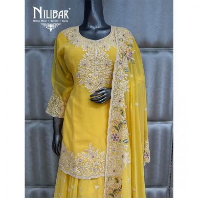 Lemon Georgette Lehenga
