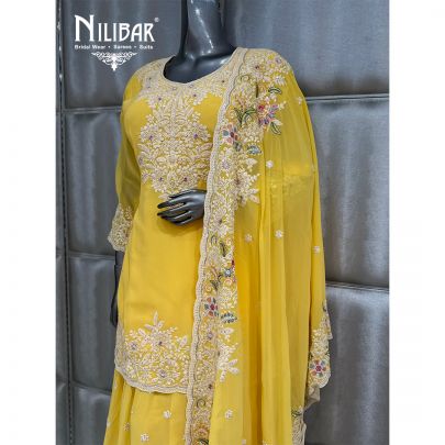 Lemon Georgette Lehenga