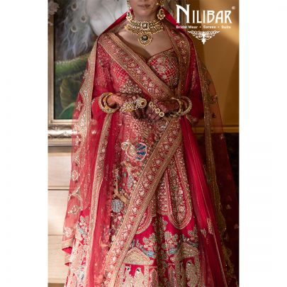 Tomato Red Bridal Silk Lehenga
