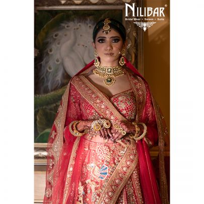 Tomato Red Bridal Silk Lehenga