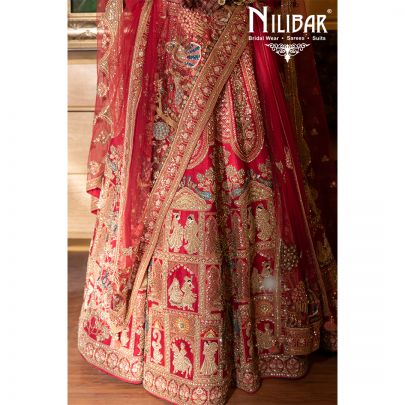 Tomato Red Bridal Silk Lehenga