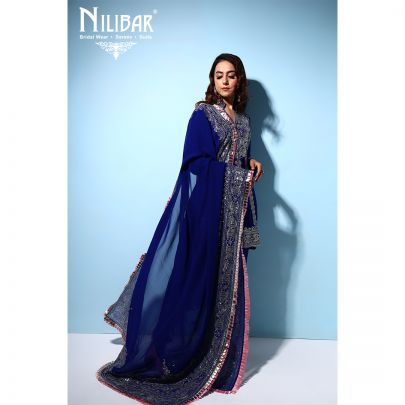 Blue Silk Pajami Suit
