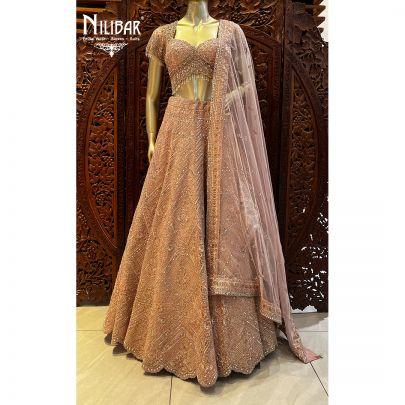 Foxy Pink Net Reception Lehenga