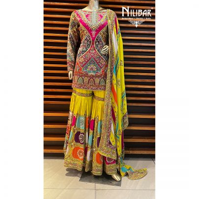 Multicolor Crepe  Garara Suit